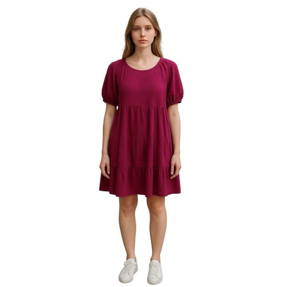 J.Crew Berry Babydoll Dress Size 2 Cottagecore Soft Feminine Tiered Mini - Picture 3 of 4